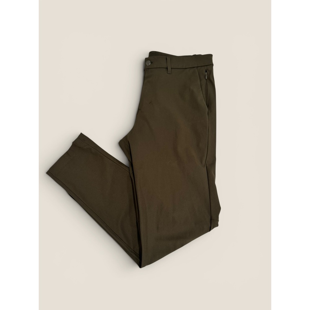 Lululemon Mens Commission Slim Fit Pant 32 Dark Olive Green Warpstreme Chino